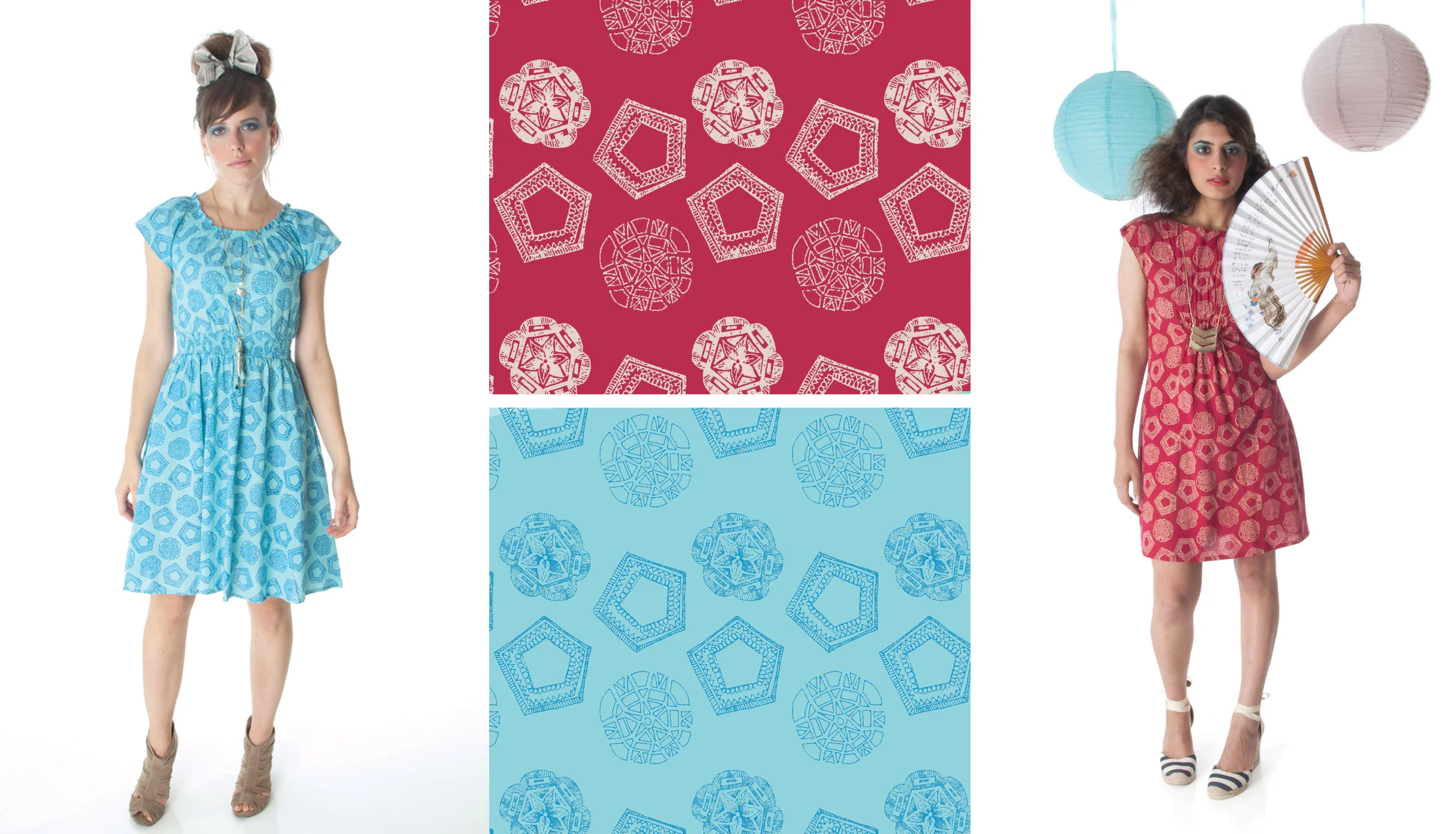 Doodles Print. Textile design by Shifra Whiteman. Dresses by Mata Traders. Spring '13 collection.