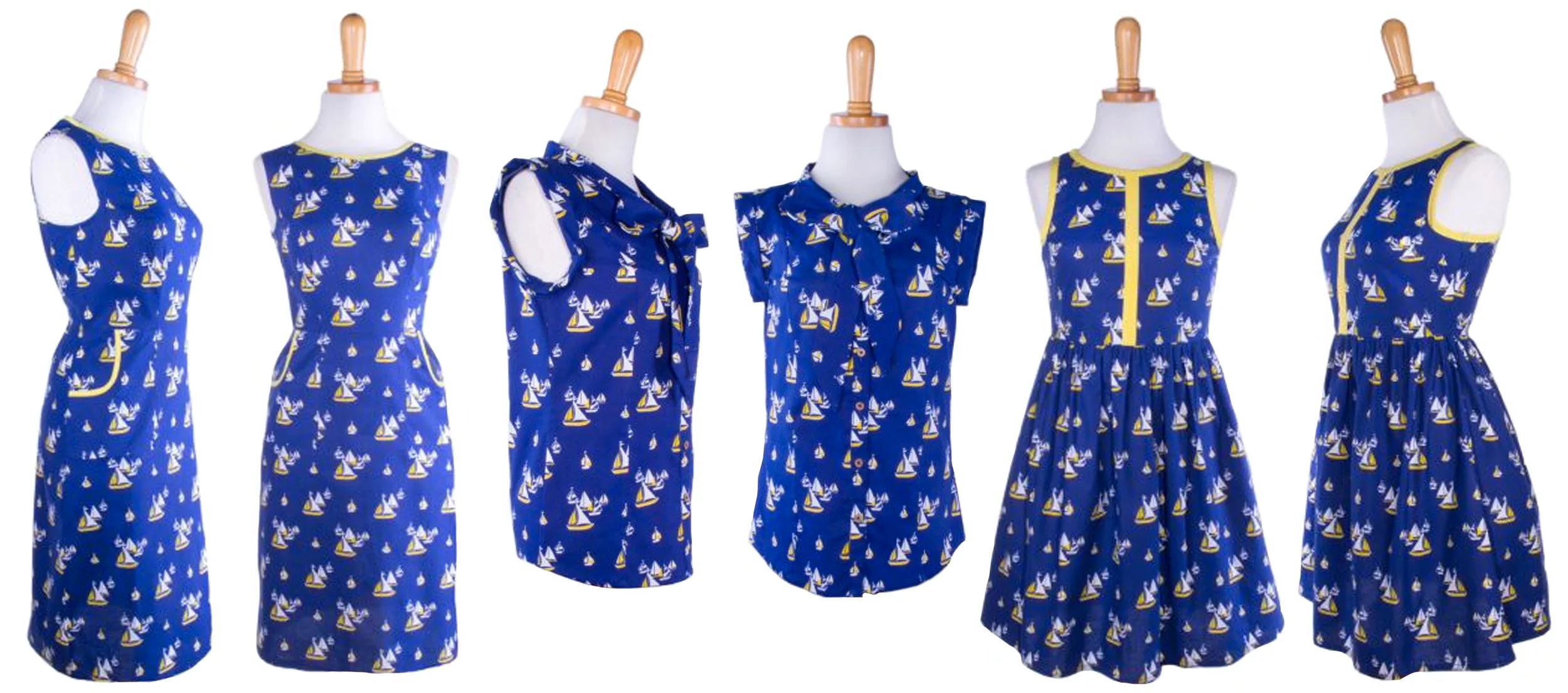 From left to right: Starboard Dress, Tied and True Top and Summerfest Dress.