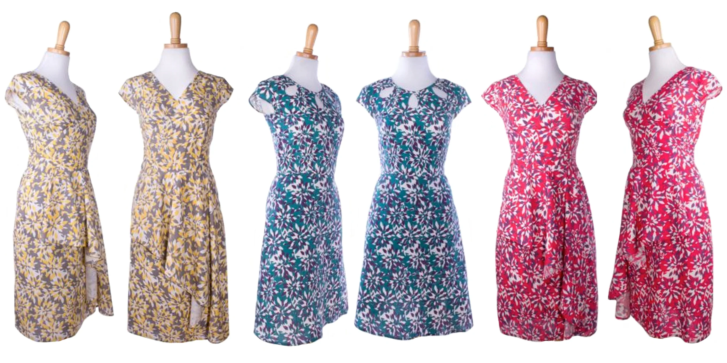 Left & Right - Flights of Floral dress     Middle- Keyhole Cut Out Dress