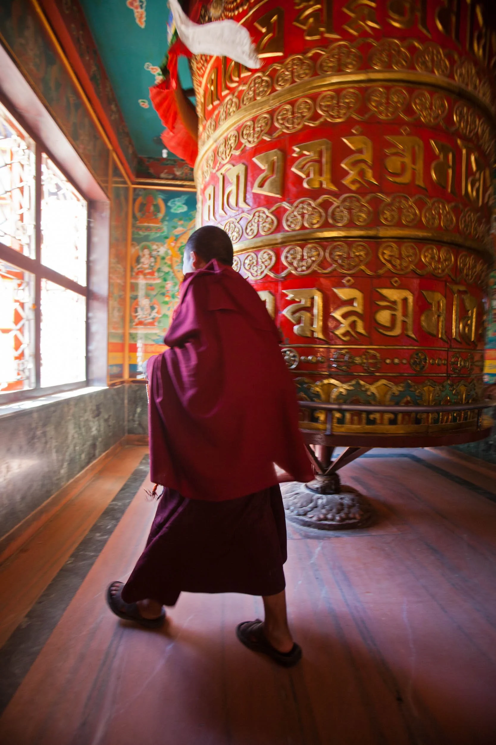 Monk and Prayer Wheel