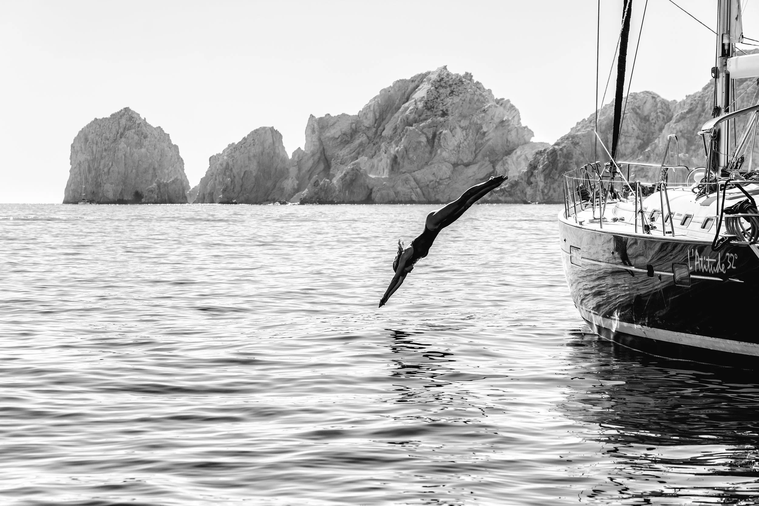 Aleks Rastovic photographed in front of Sur Beach Club at Bahia Hotel, Cabo San Lucas — fine art print by Ben Horton