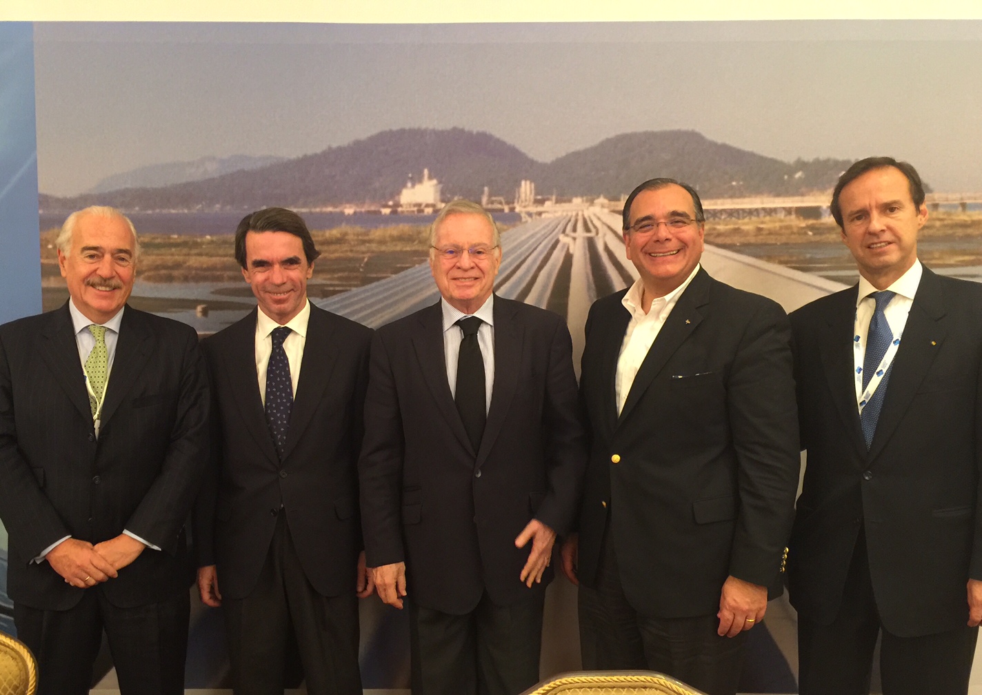 From left, former President of Colombia Andres Pastrana, former President of Spain Jose Maria Aznar, former President of Costa Rica Miguel Angel Rodriguez, Dr. Juan Jose Daboub and former President of Bolivia Jorge Fernando Quiroga