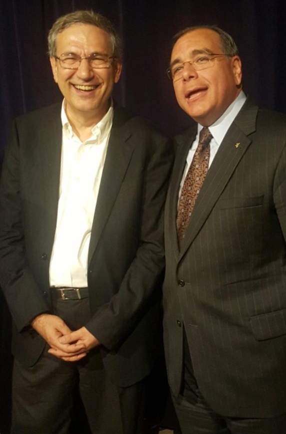 From left, Literature Nobel Prize Winner Orhan Pamuk, and Dr. Juan José Daboub