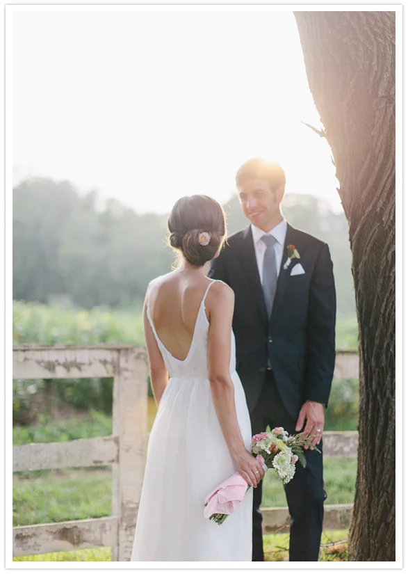 Custom cotton and lace wedding dress