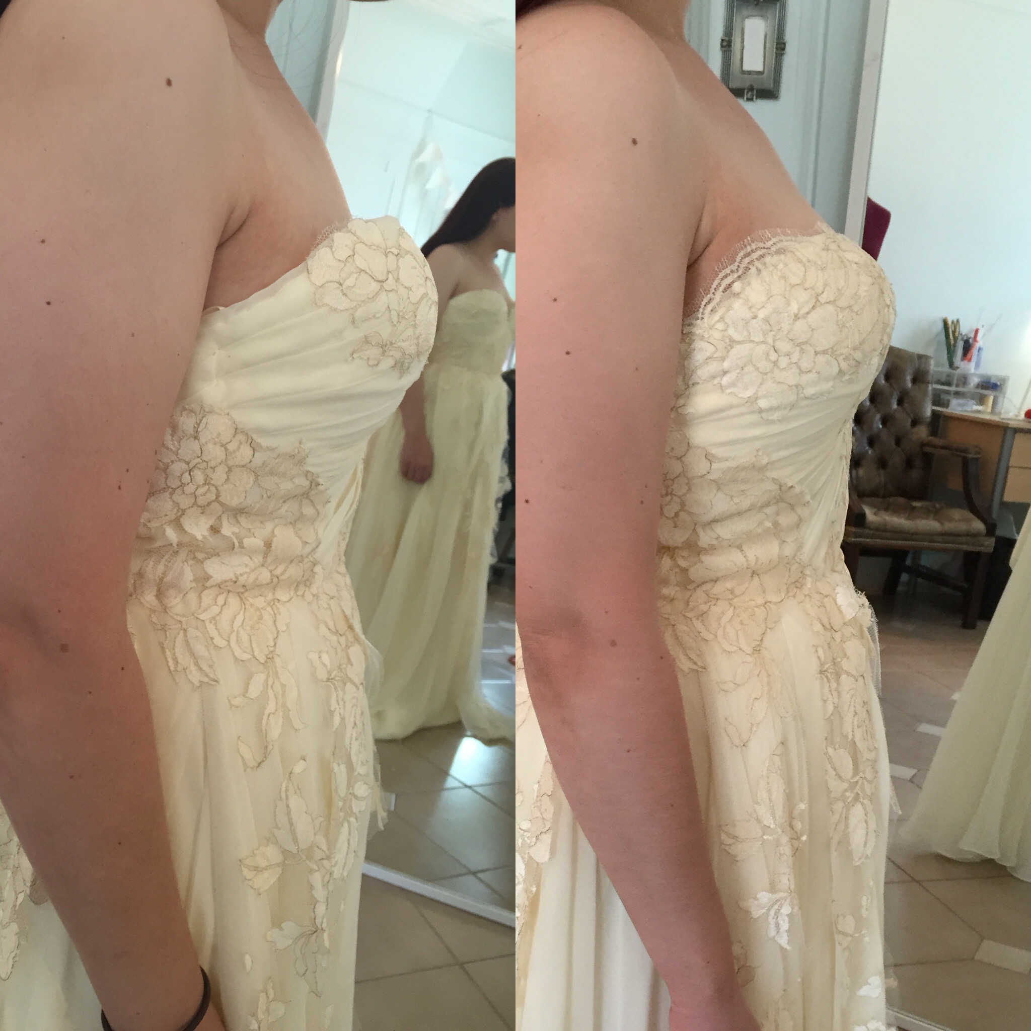 Before and after on a Sarah Seven gown from Lovely Bride