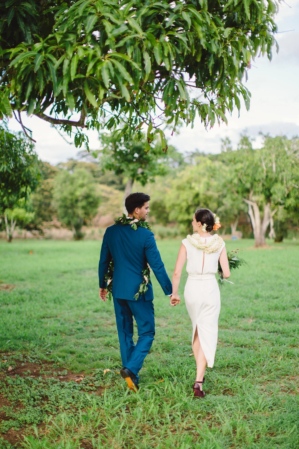 Custom silk crepe dress with keyhole back and slightly curved back slit. Photo by Christopher Simons . 