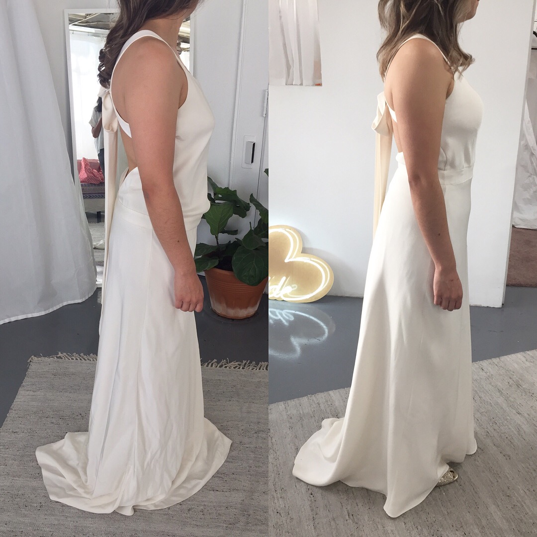 Corset under wedding dress before and after