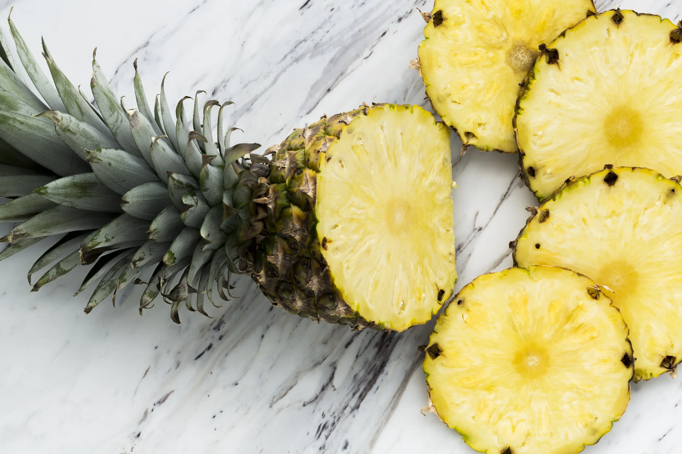 Fresh sliced pineapple