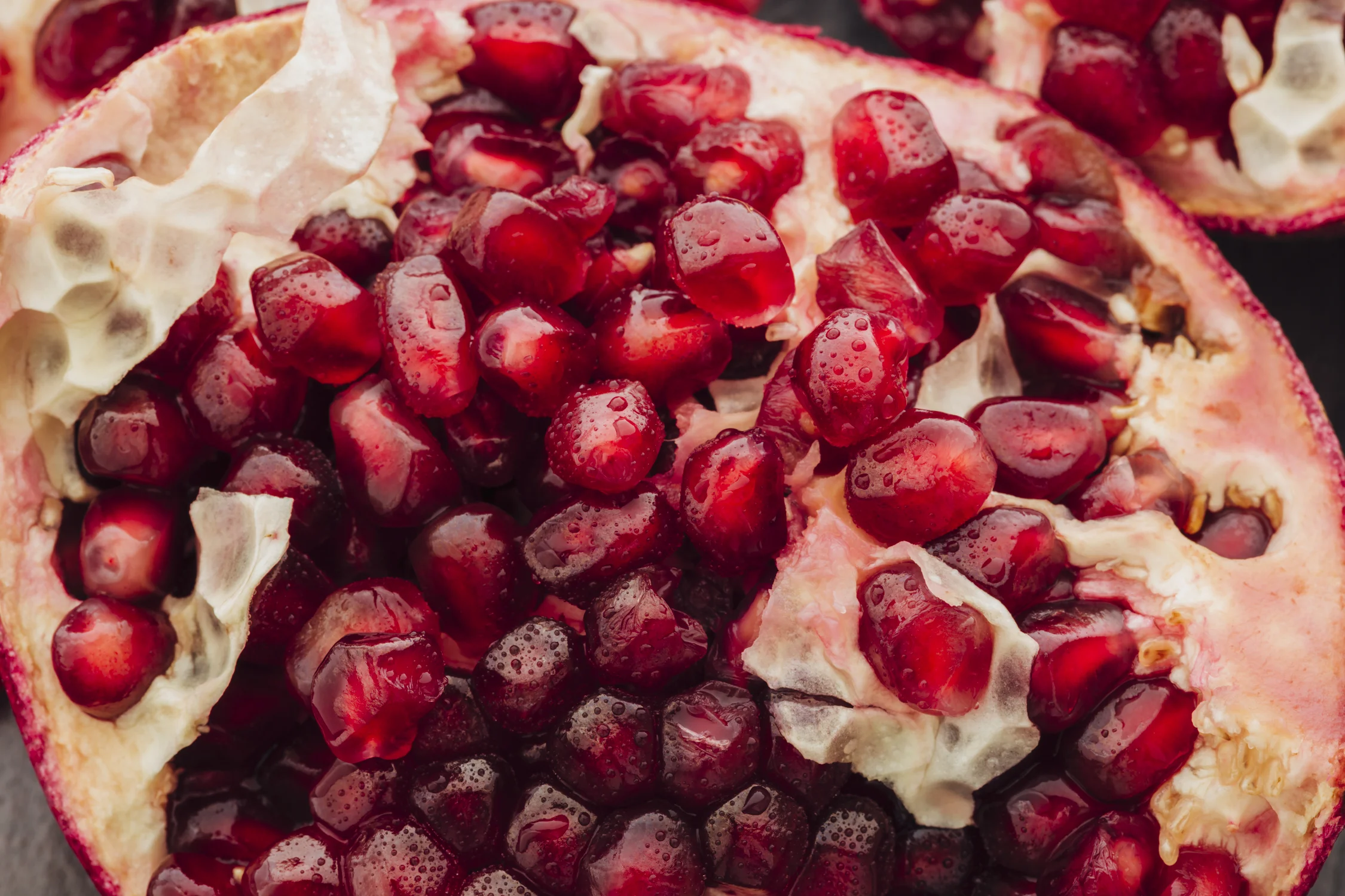 A freshly opened pomegranate fruit