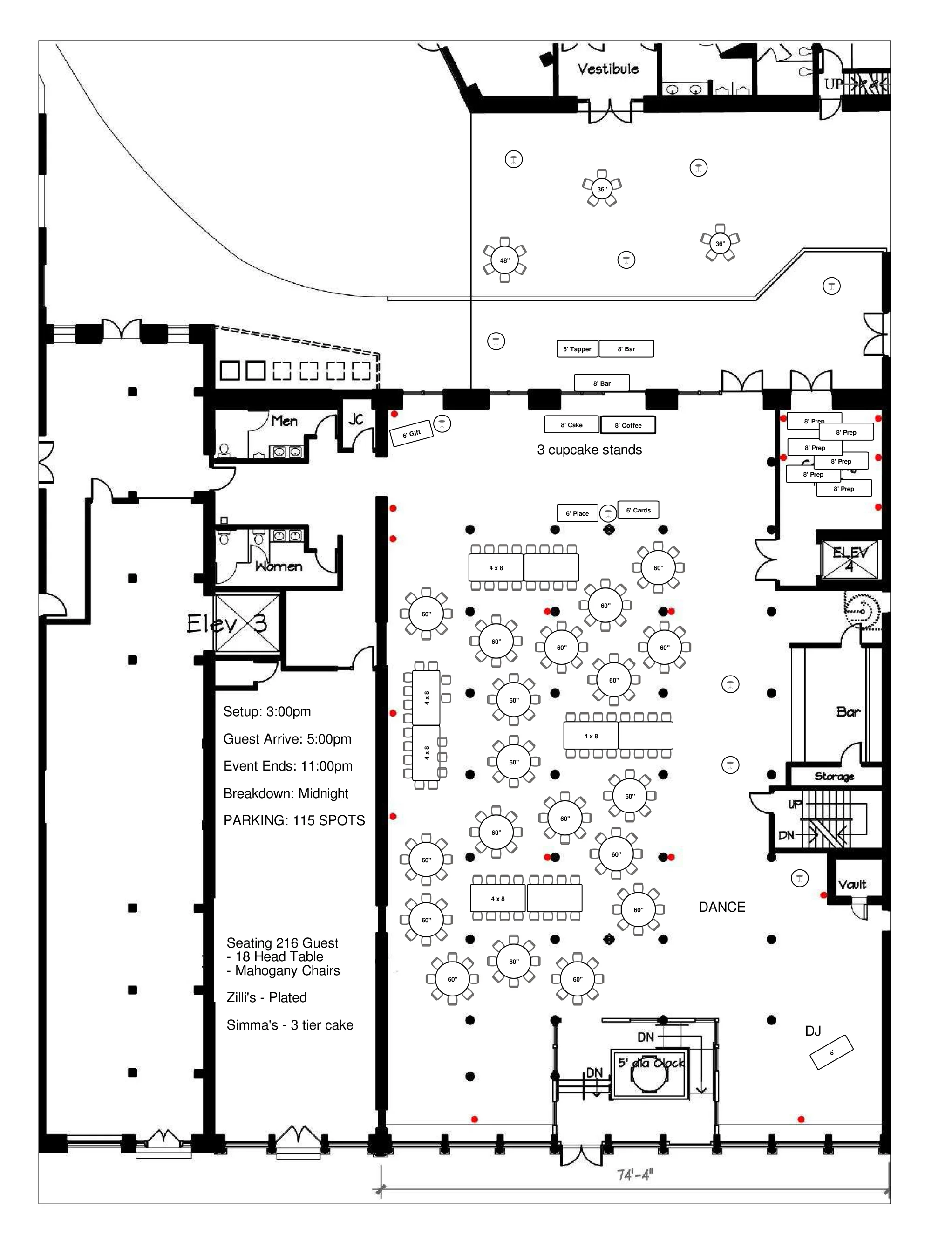 325 Space - Seating 216 Guest