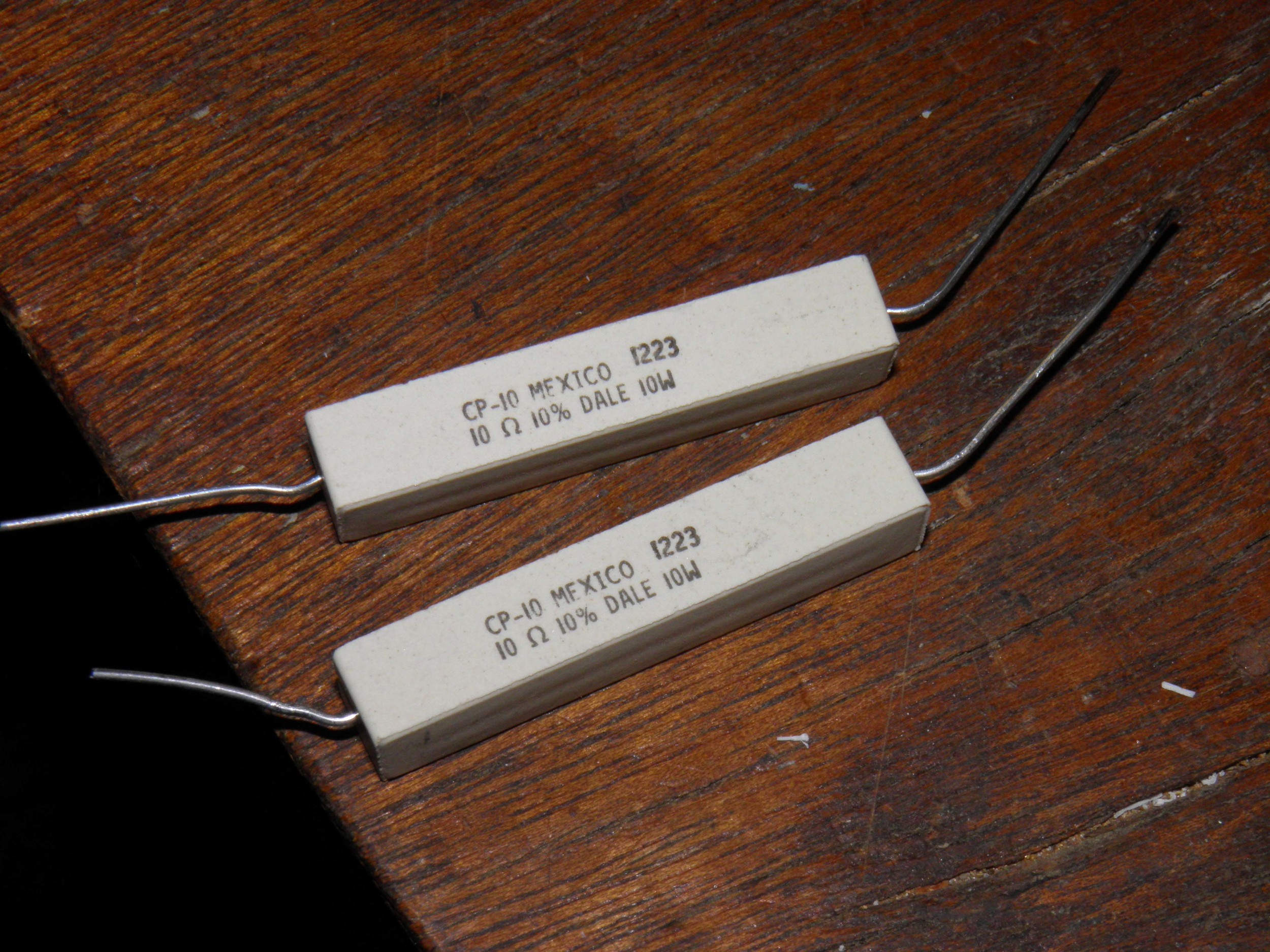 Two 10 Ohm 10 Watt Resistors