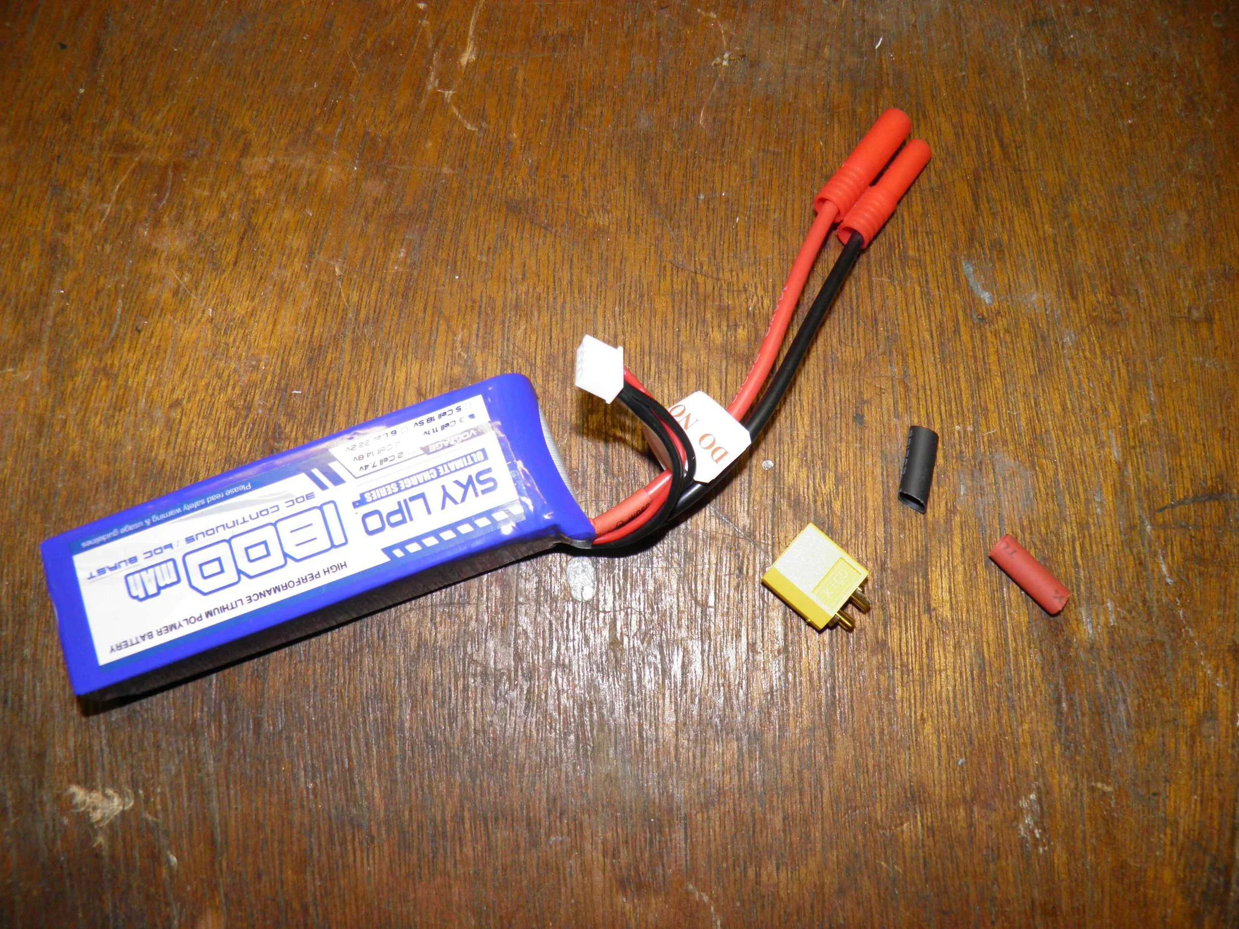 Battery, female xt60 connector, and Heat shrink