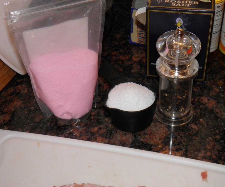 Pink Curing Salt, Kosher Salt, Pepper