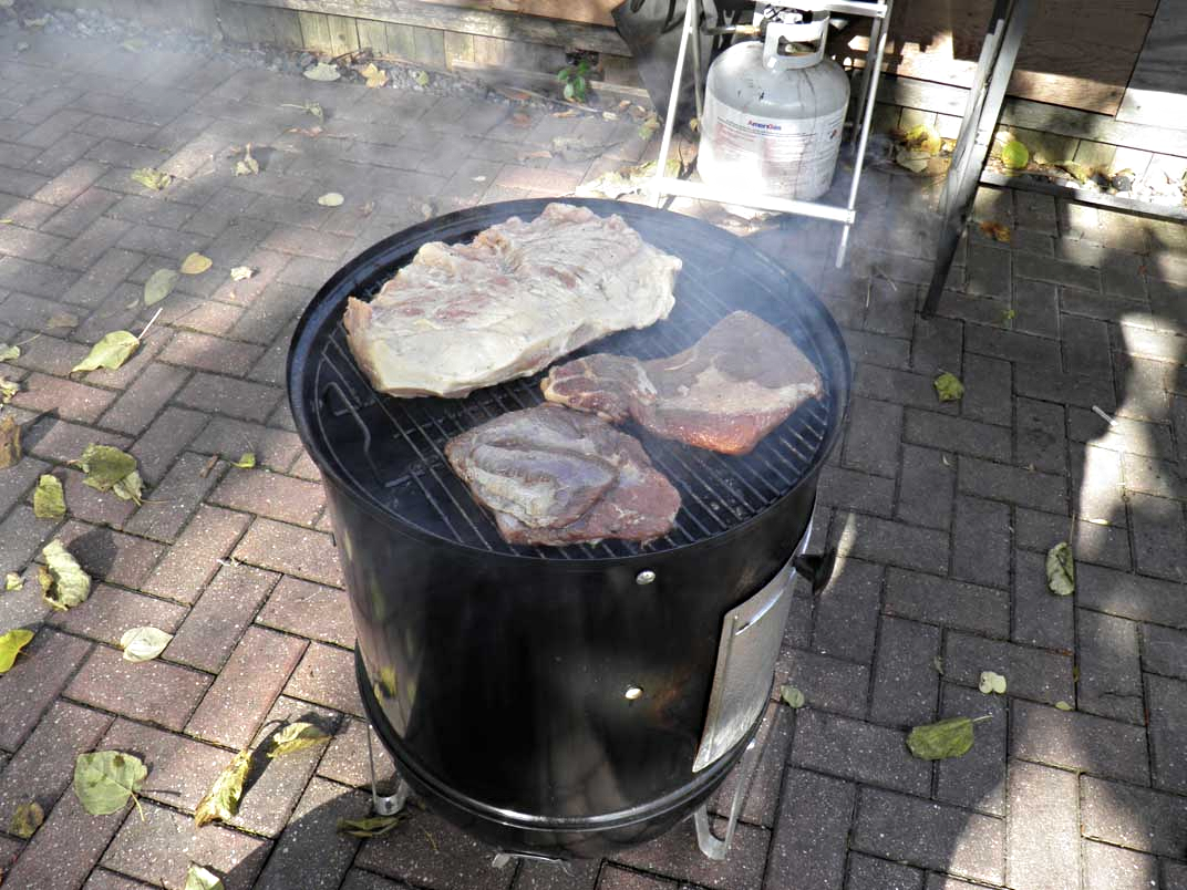 Smoke the Pork Belly at 200F for Four Hours