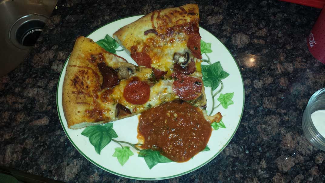 Served with some Sauce for Dipping Crust