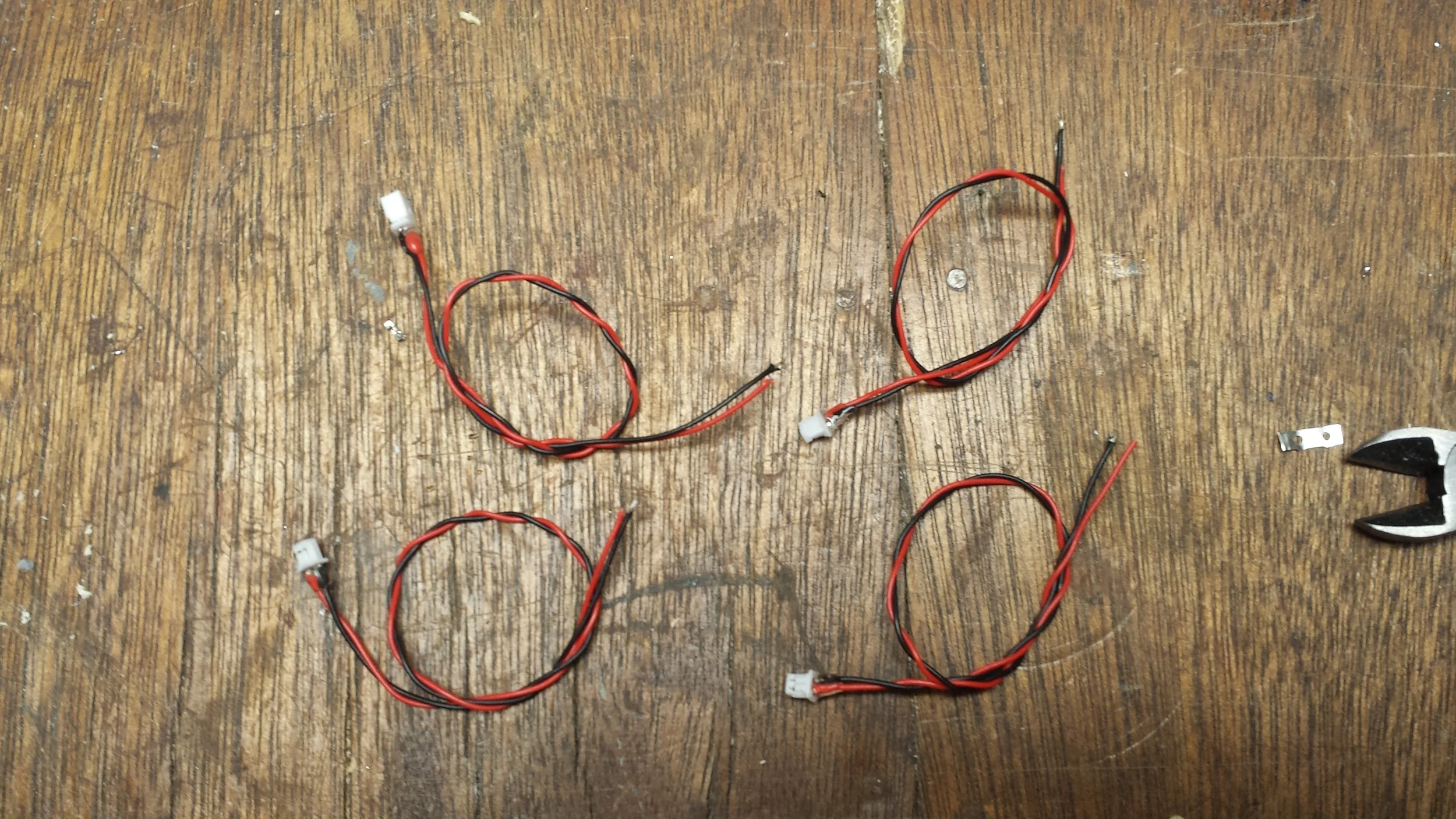 Four Finished Leads with Hot Glue