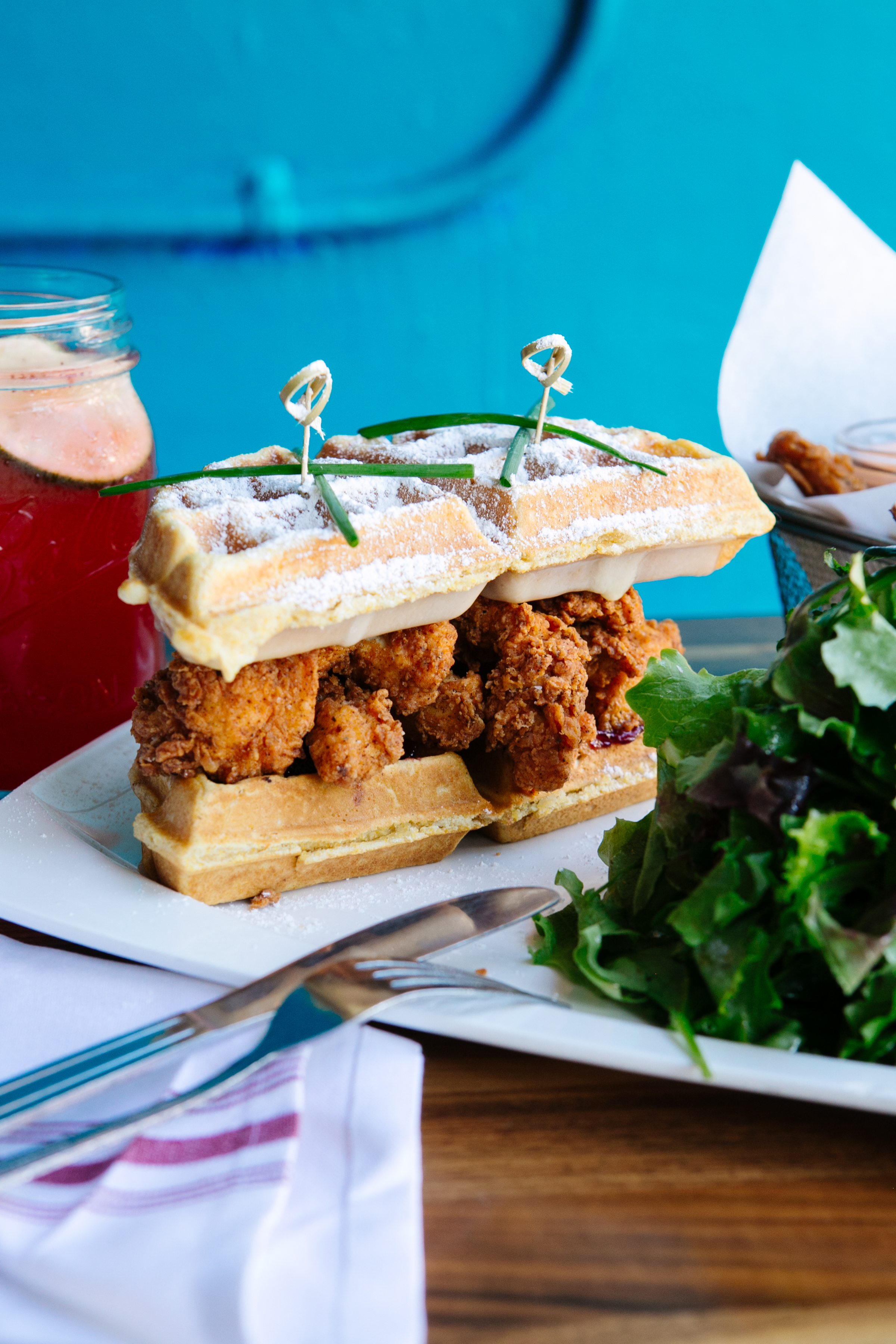 Fried chicken-n-waffle monte cristo