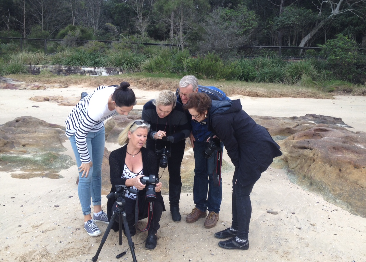 Photography on the beach with some engaged students.