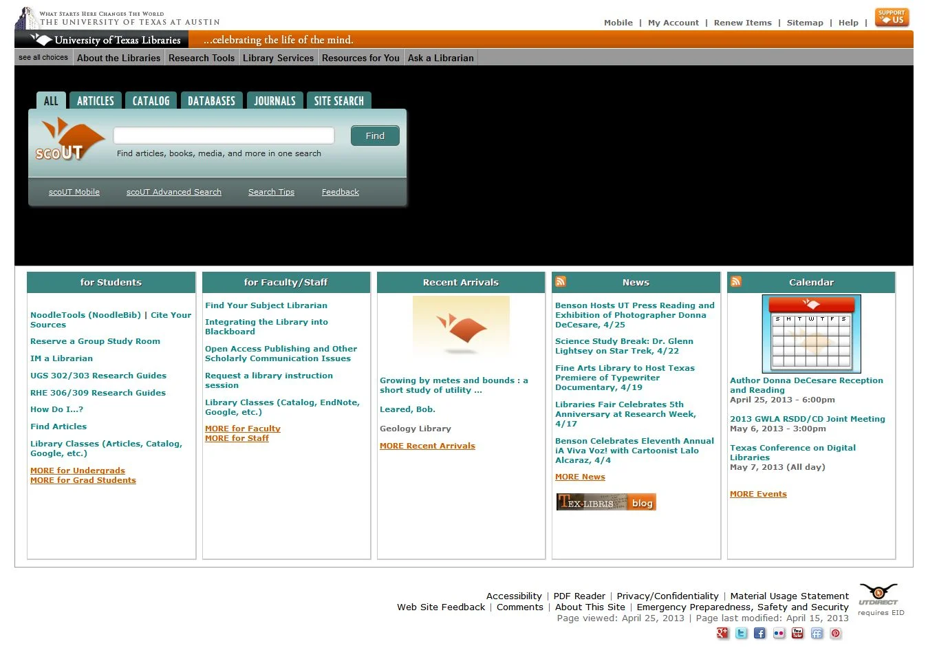 Current UT Libraries website