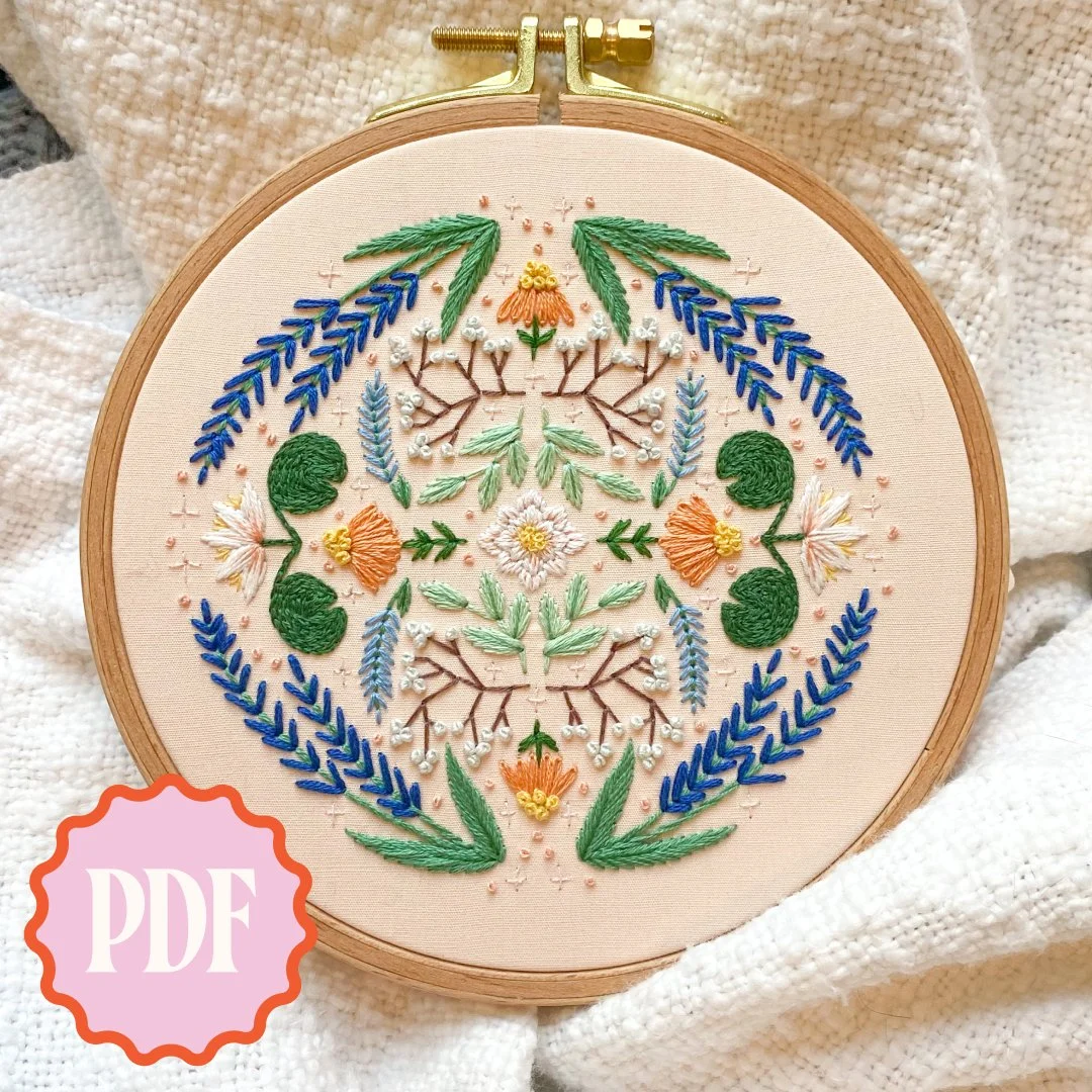 July Birth Flower Embroidery Pattern