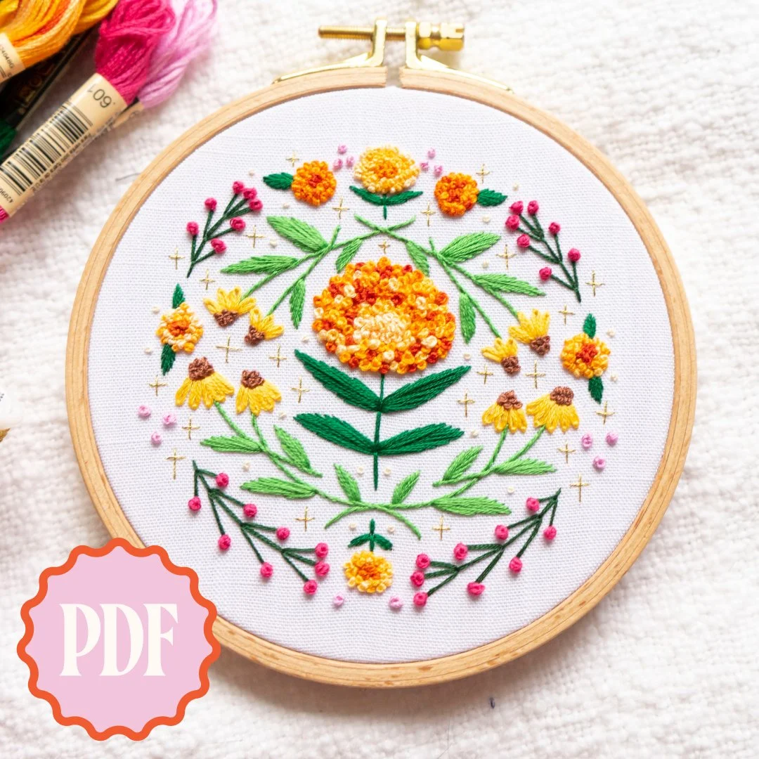 October Birth Flower Embroidery Pattern