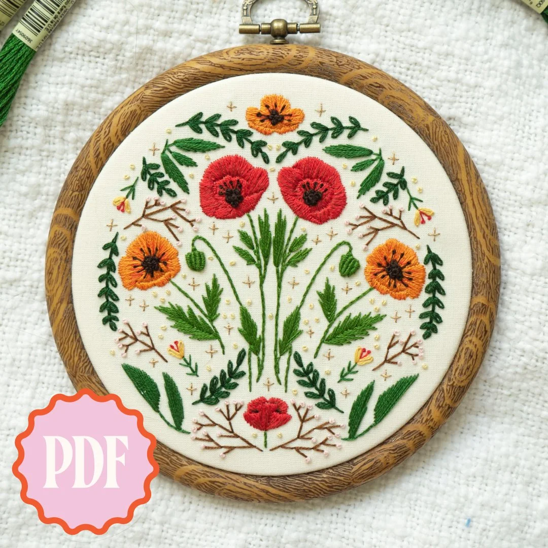 August Birth Flower Embroidery Pattern