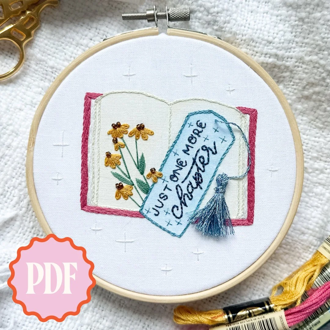 Just One More Chapter Embroidery Pattern