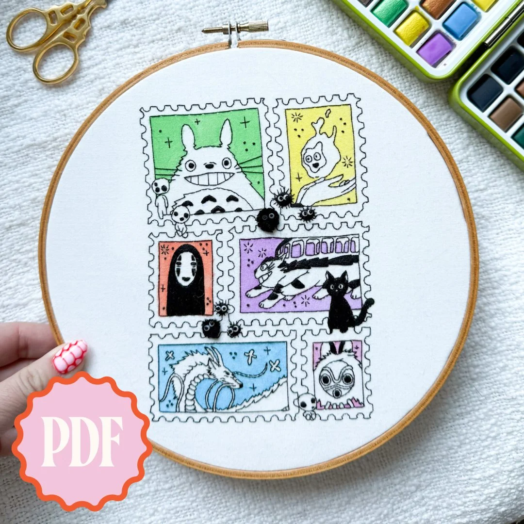 Ghibli Stamps Embroidery Pattern