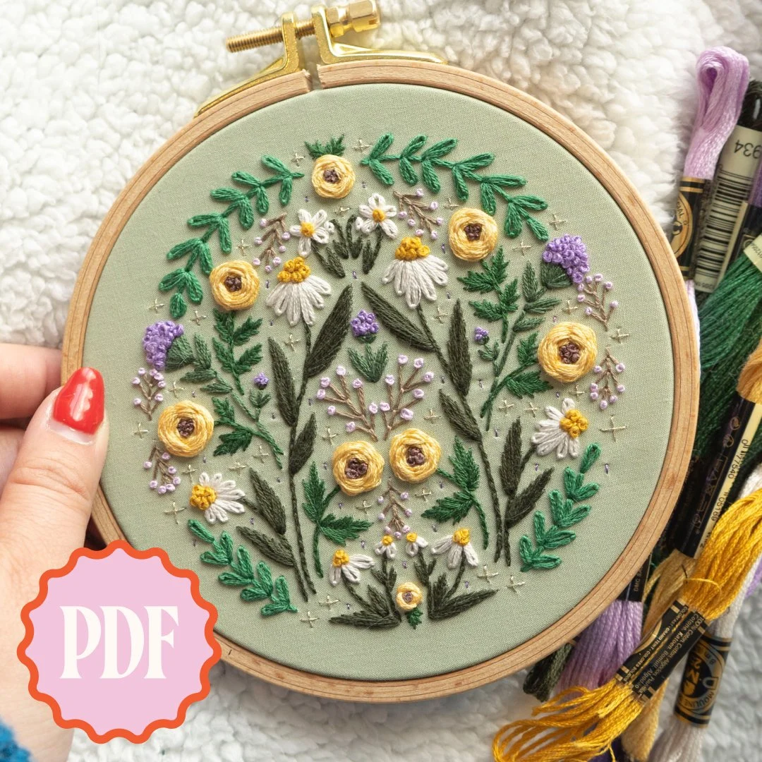 April Birth Flower Embroidery Pattern