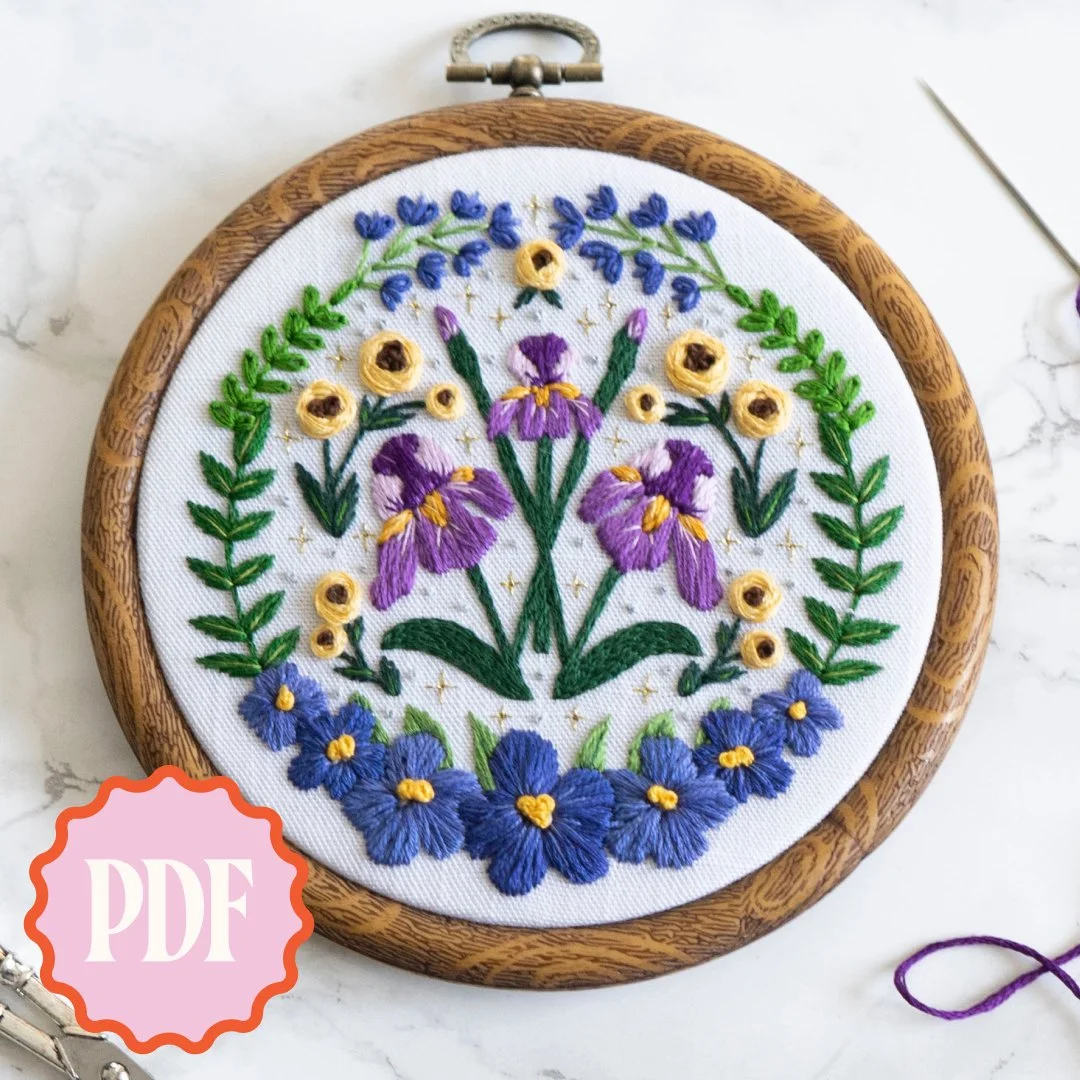 February Birth Flower Embroidery Pattern