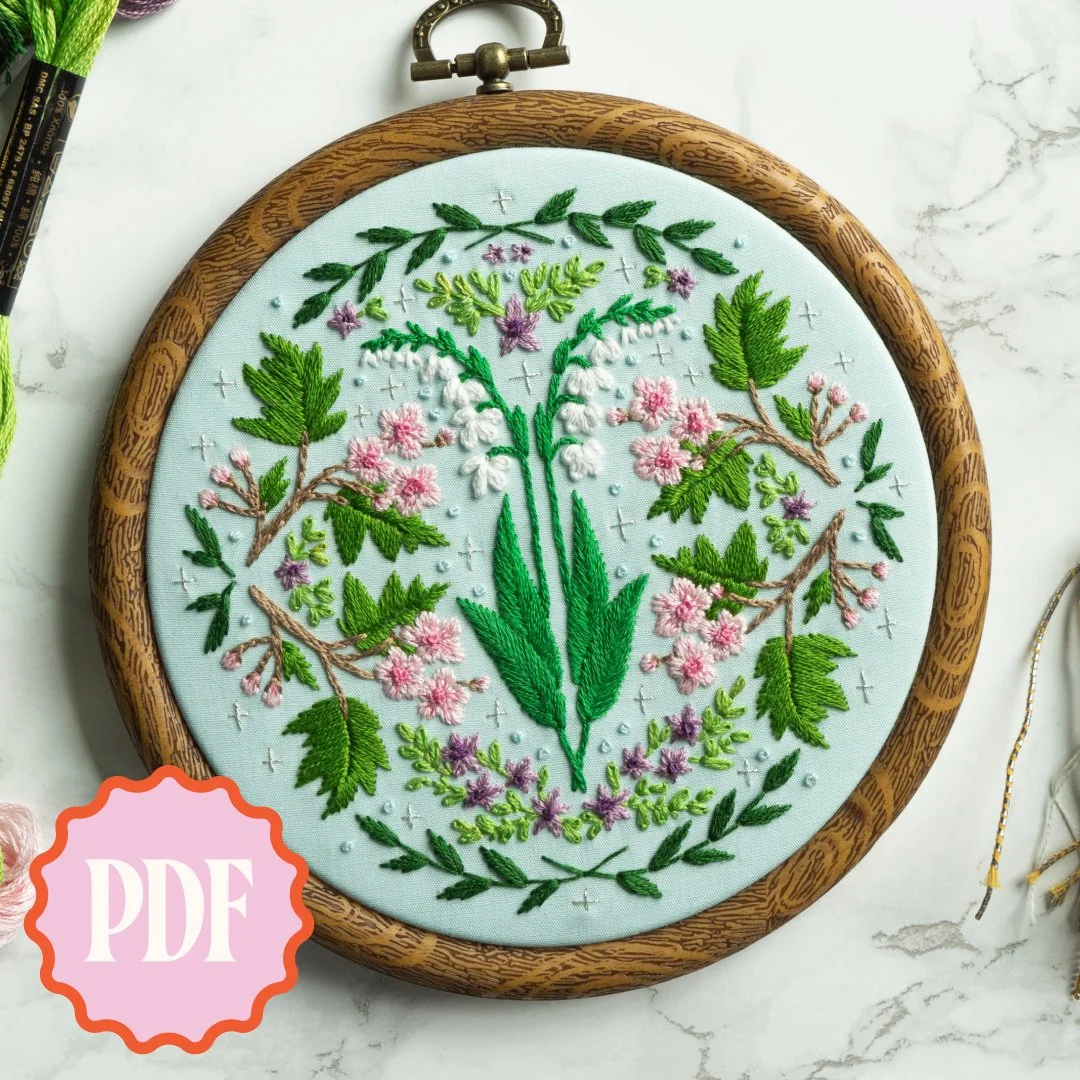 May Birth Flower Embroidery Pattern