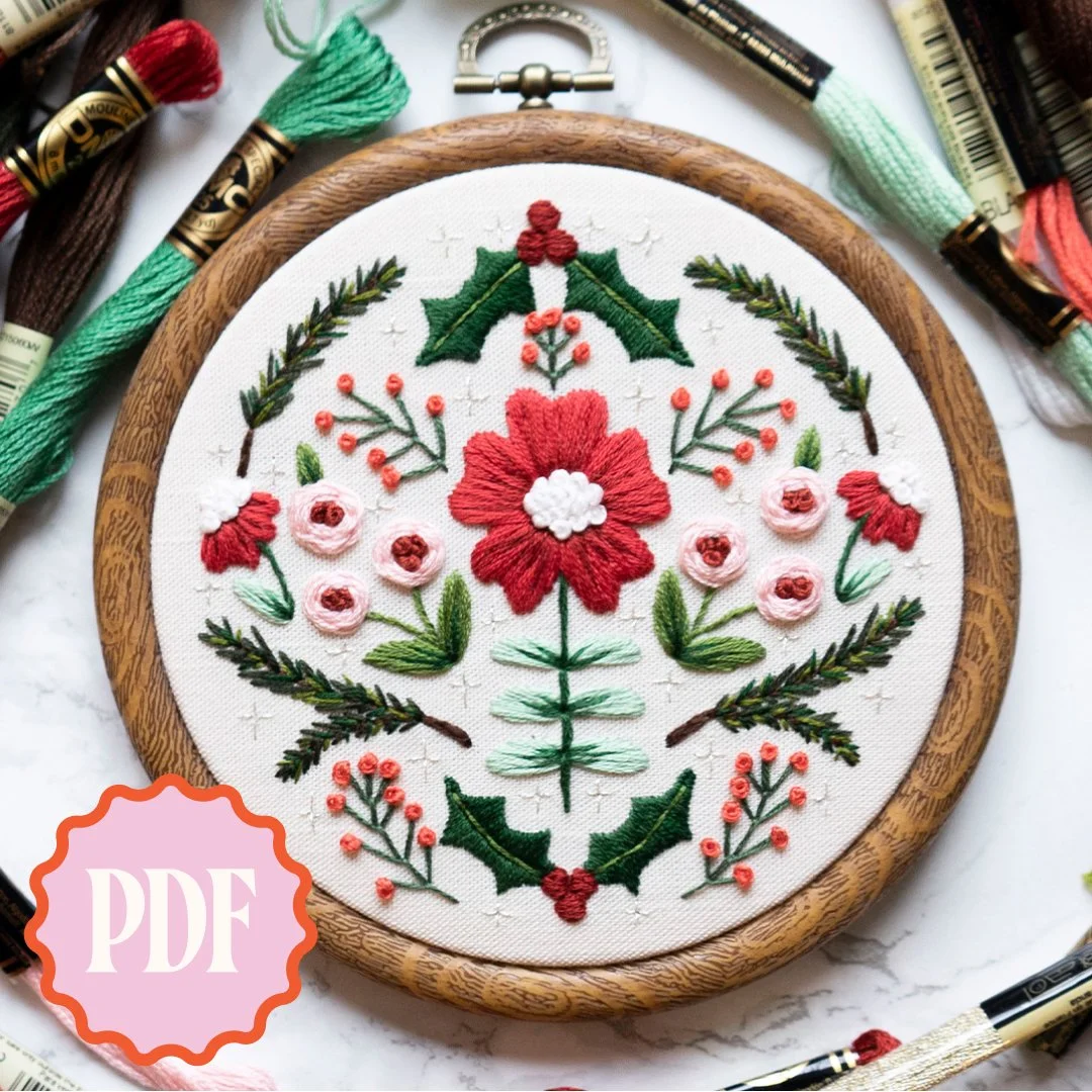 December Birth Flower Embroidery Pattern