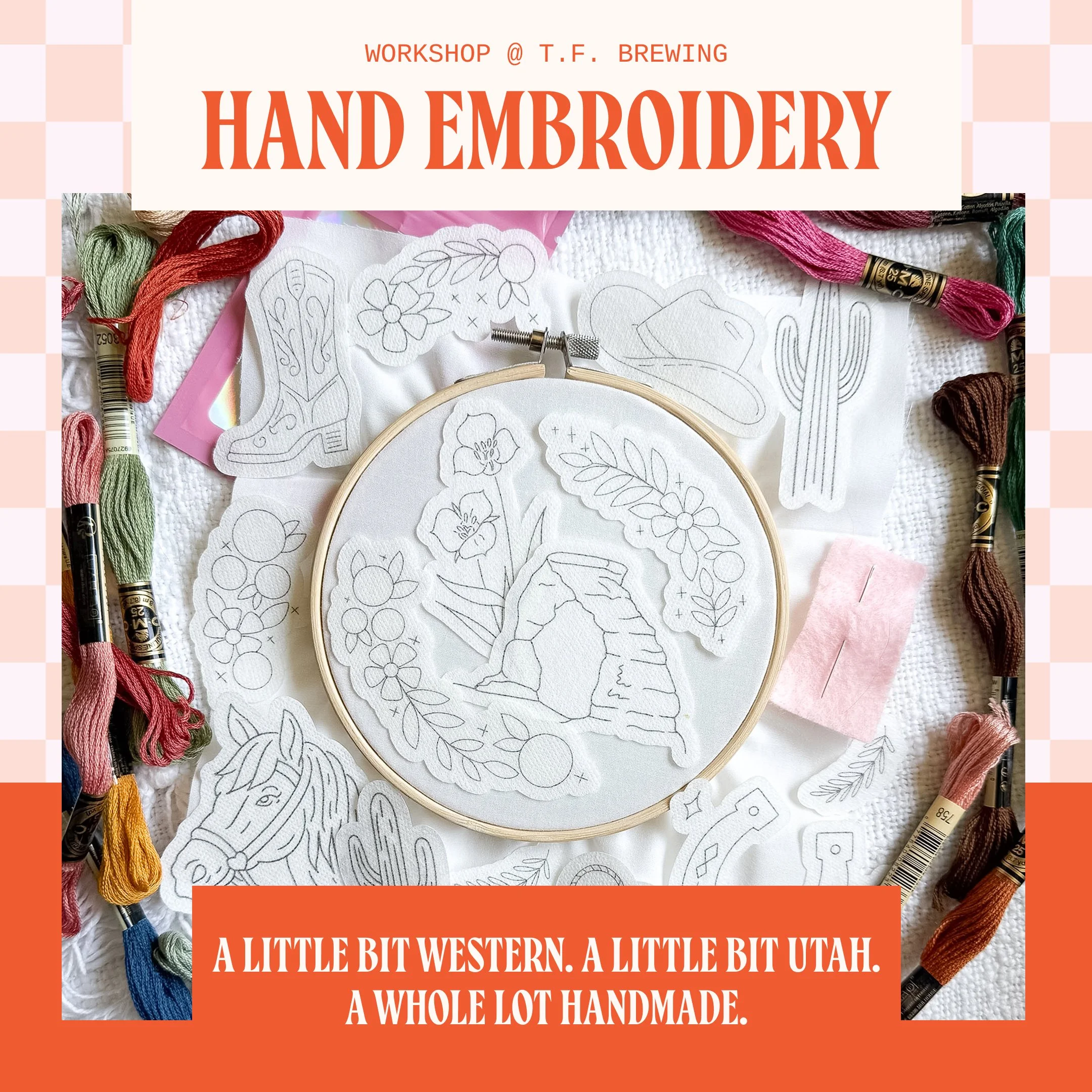 Embroidery Workshop | Tuesday, July 21st, 6 - 8 PM at T.F. Brewing