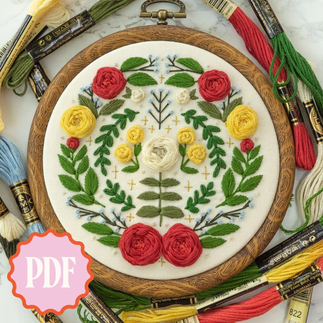 June Birth Flower Embroidery Pattern