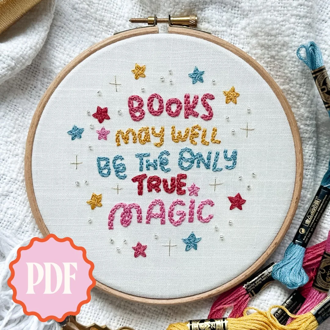 Books Are Magic Embroidery Pattern