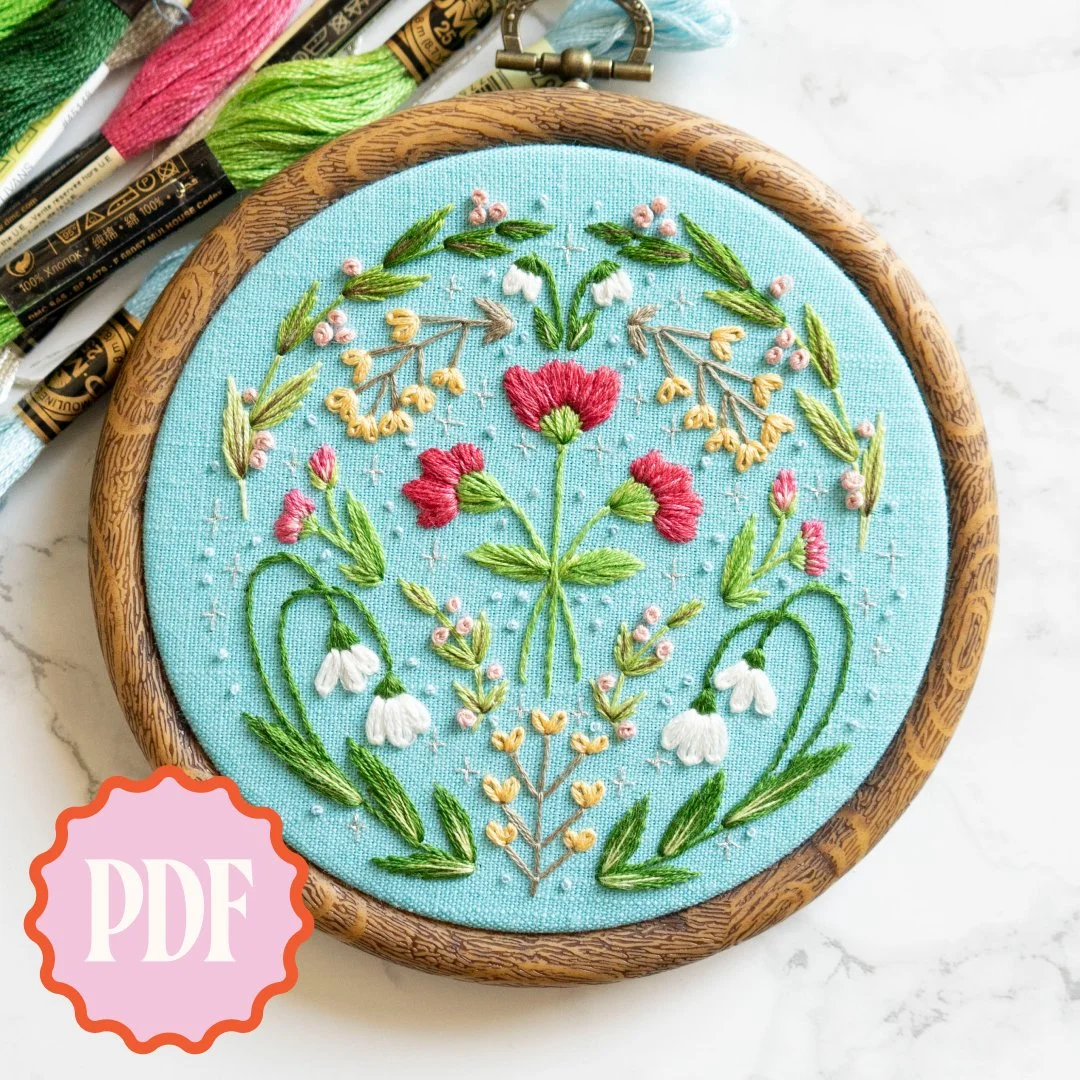 January Birth Flower Embroidery Pattern