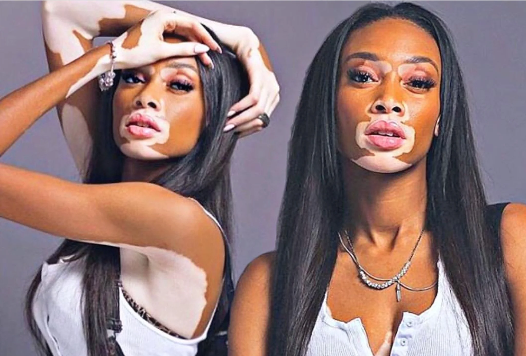 Sterling silver bead necklace worn by Winnie Harlow