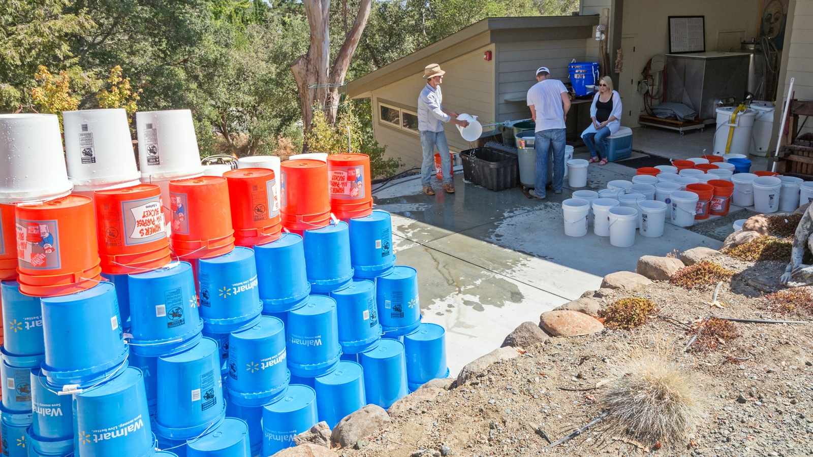 Cleaning buckets - Nicolas, David & Erika