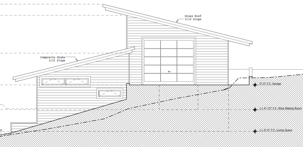 Cross-section from front of building