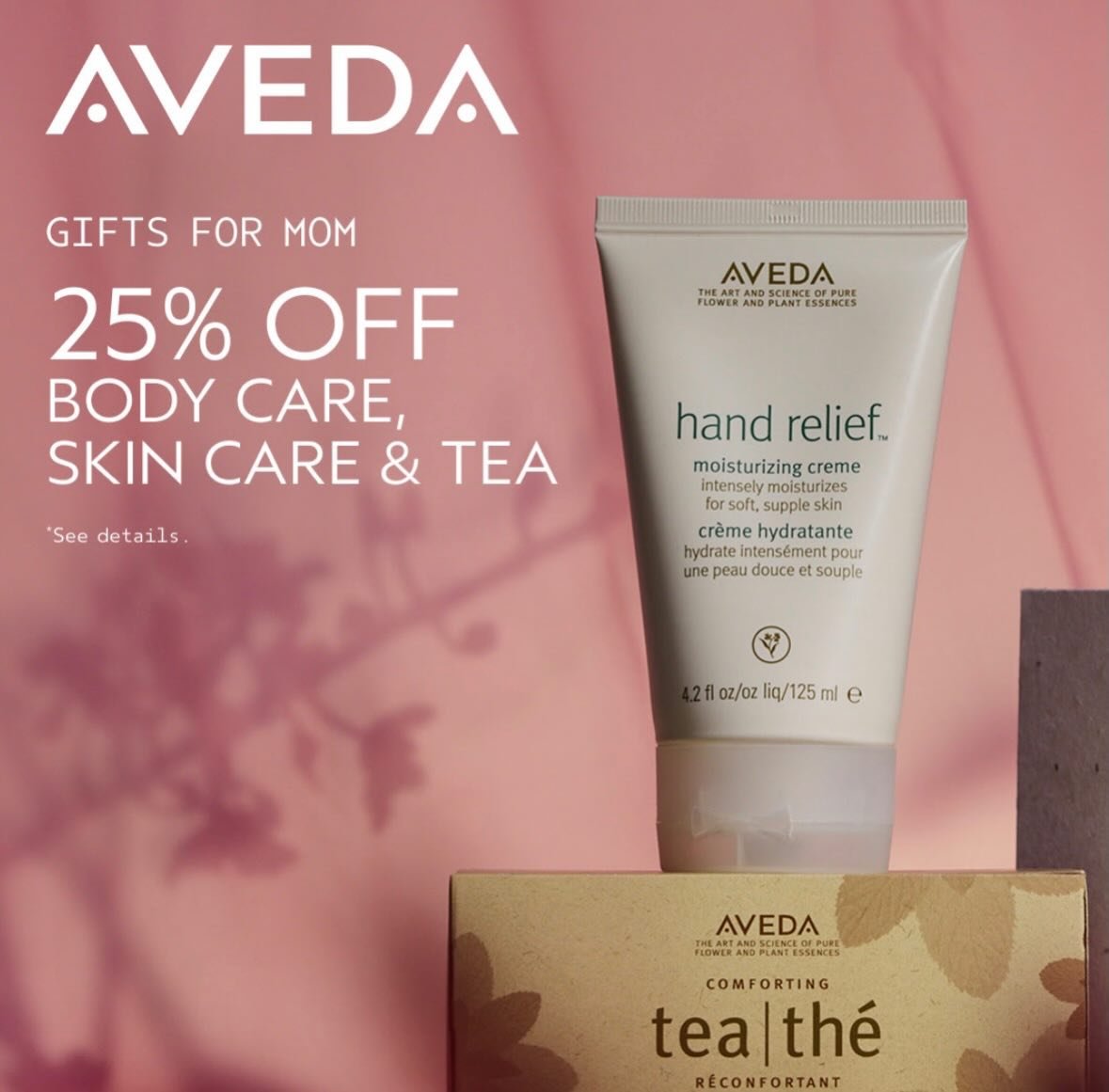 Now through May 10th - 25% off all body care, skin care and Tea and enjoy free Aveda+ membership sign ups as a loyal Greenline guest 💚 Ask your stylist about signing up today!