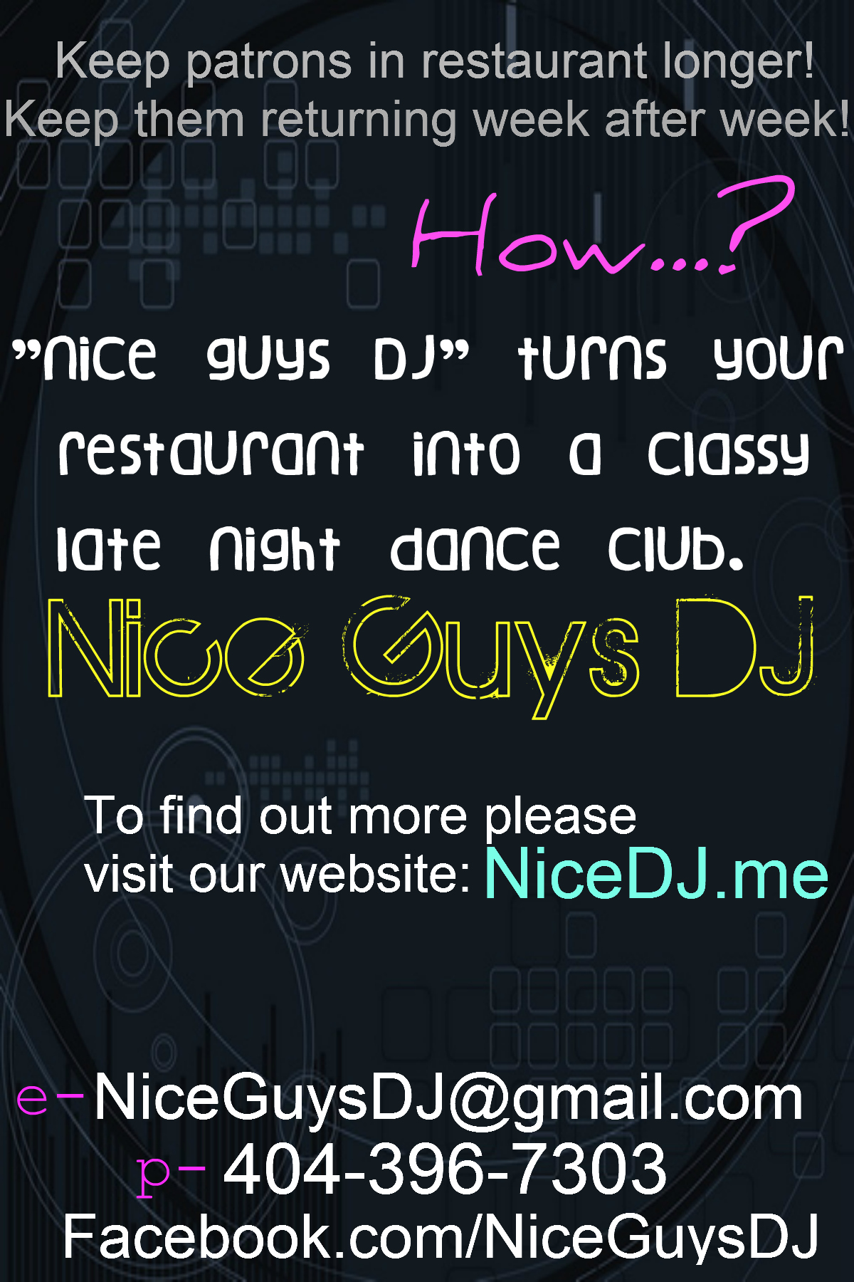 Nice Guys DJ turns your restaurant into a classy late night dance club