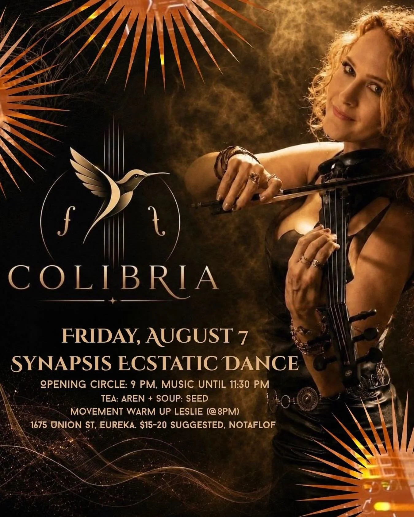 Colibria will perform for a special ecstatic dance tomorrow night (Friday, August 7) at Synapsis!
Briana Di Mara @brianadimara is a trained classical violinist who integrates her instrumental prowess with her deejaying, specifically including Turkish