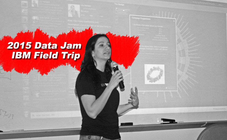 Big Data Career Development: IBM Watson Innovations Group software engineer, Roxana Gheorghiu, presented a user modeling demo to the students. She explained that businesses want to be able to personalize their messages for each individual customer and social media analytics offers a solution to do this at scale. She went on to explain that psychology research proved over the years that every time we speak or write (an email, tweet, or a personal letter), our intrinsic traits influence the type of words we chose, regardless of the topic. She said that because of terabytes of public social media data, and with the help of the Watson cognitive system, we have the opportunity to apply these research findings to our everyday lives. 