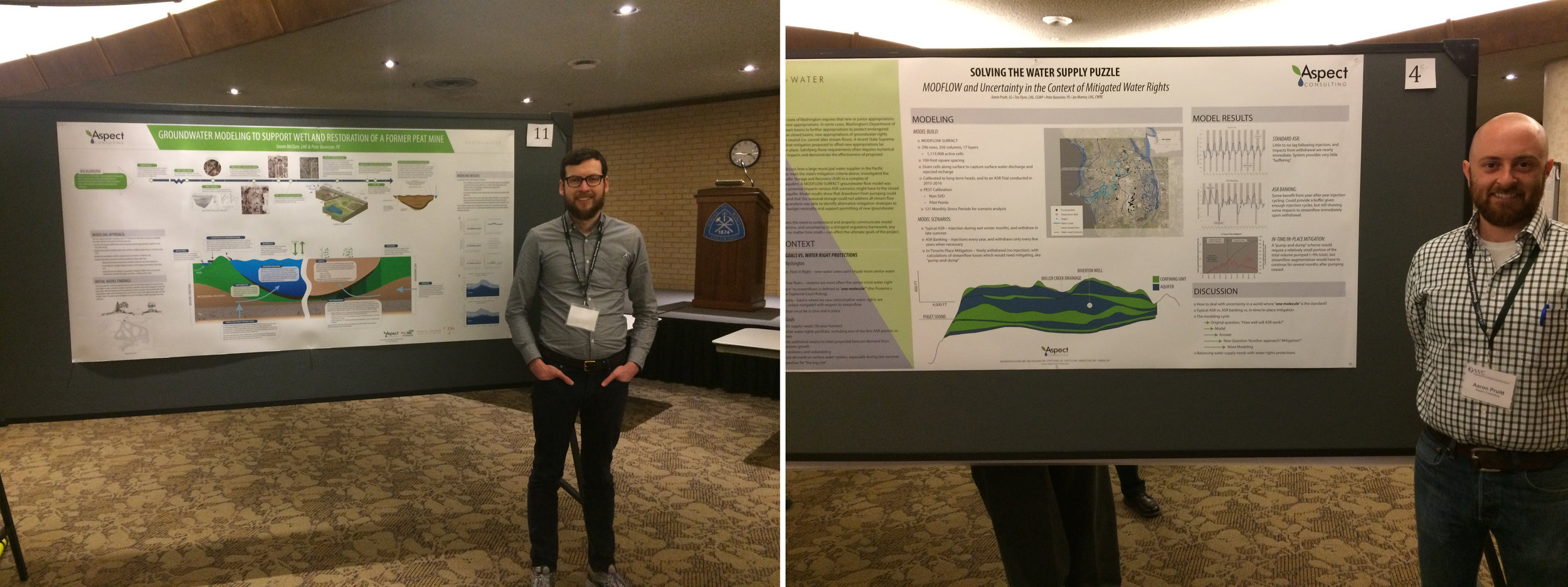 Seann (left) and Aaron (right) in front of their posters at MODFLOW and More