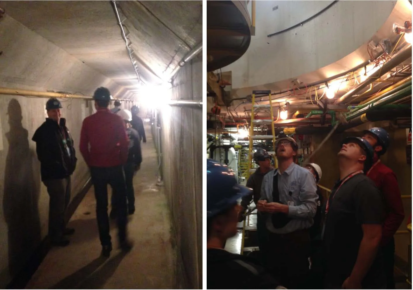 Aspect staff and Douglas PUD engineers explore active retrofitting operations underway for the ten generating units at Wells Dam