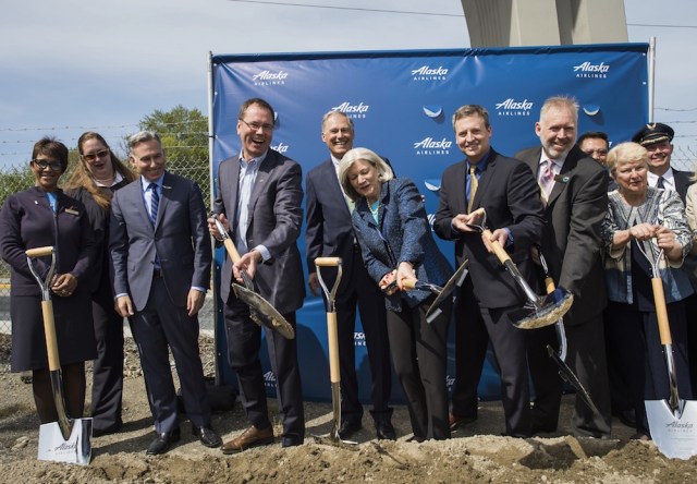 The May 3rd groundbreaking ceremony was attended by various city, county and state dignitaries, including governor Jay Inslee, Congressman Adam Smith, King County Executive Dow Constantine and Alaska Airlines CEO Brad Tilden, as well as Alaska employees and members from the surrounding community.