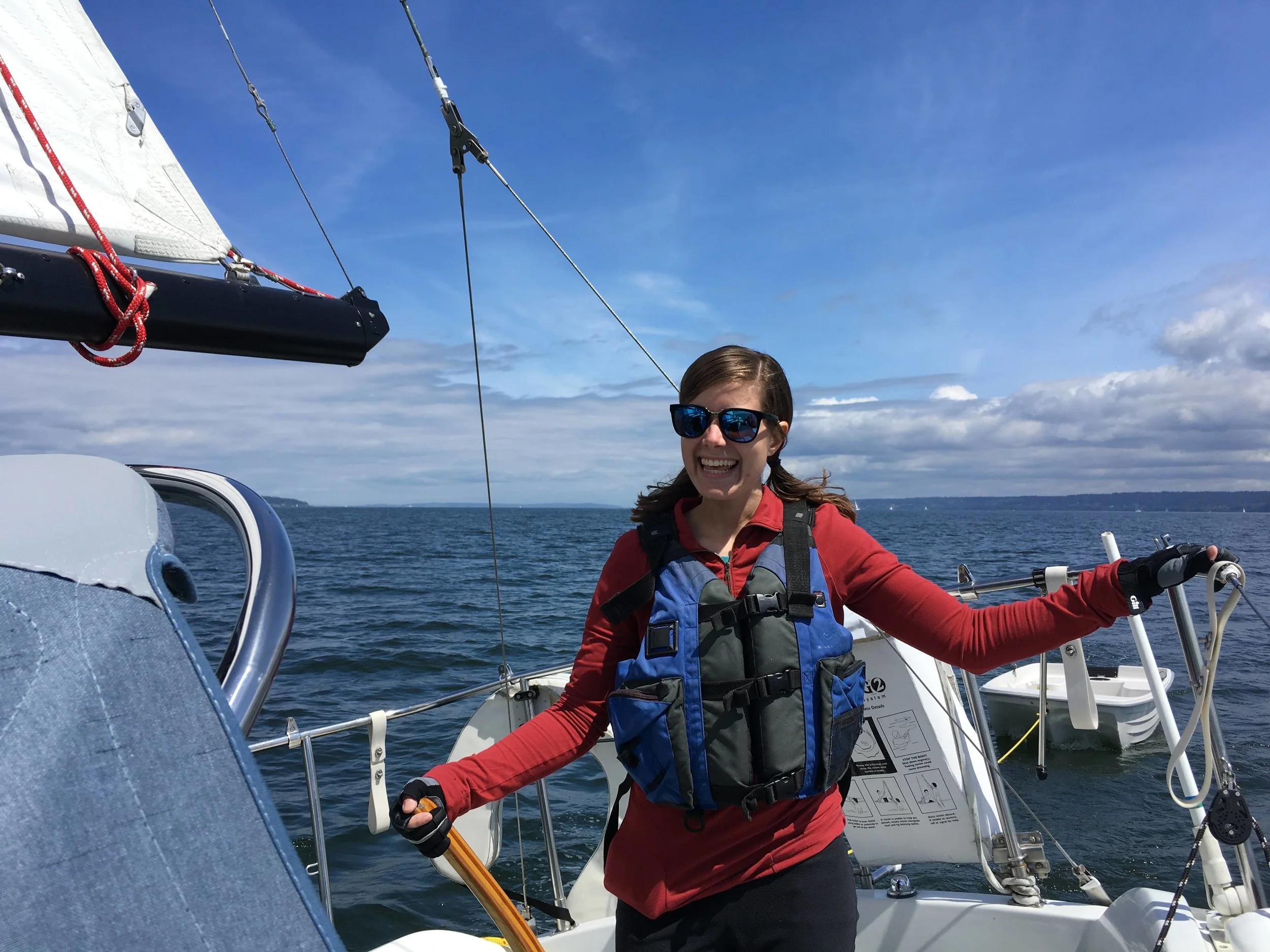 Hannah sailing in the Puget Sound