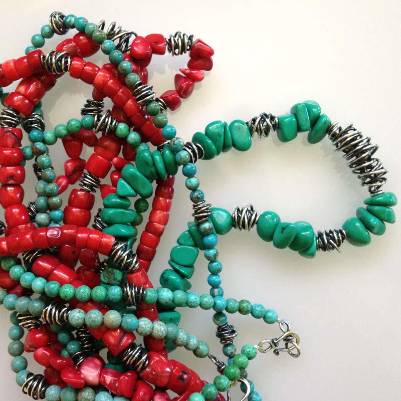 Turquoise and Red Bamboo Coral