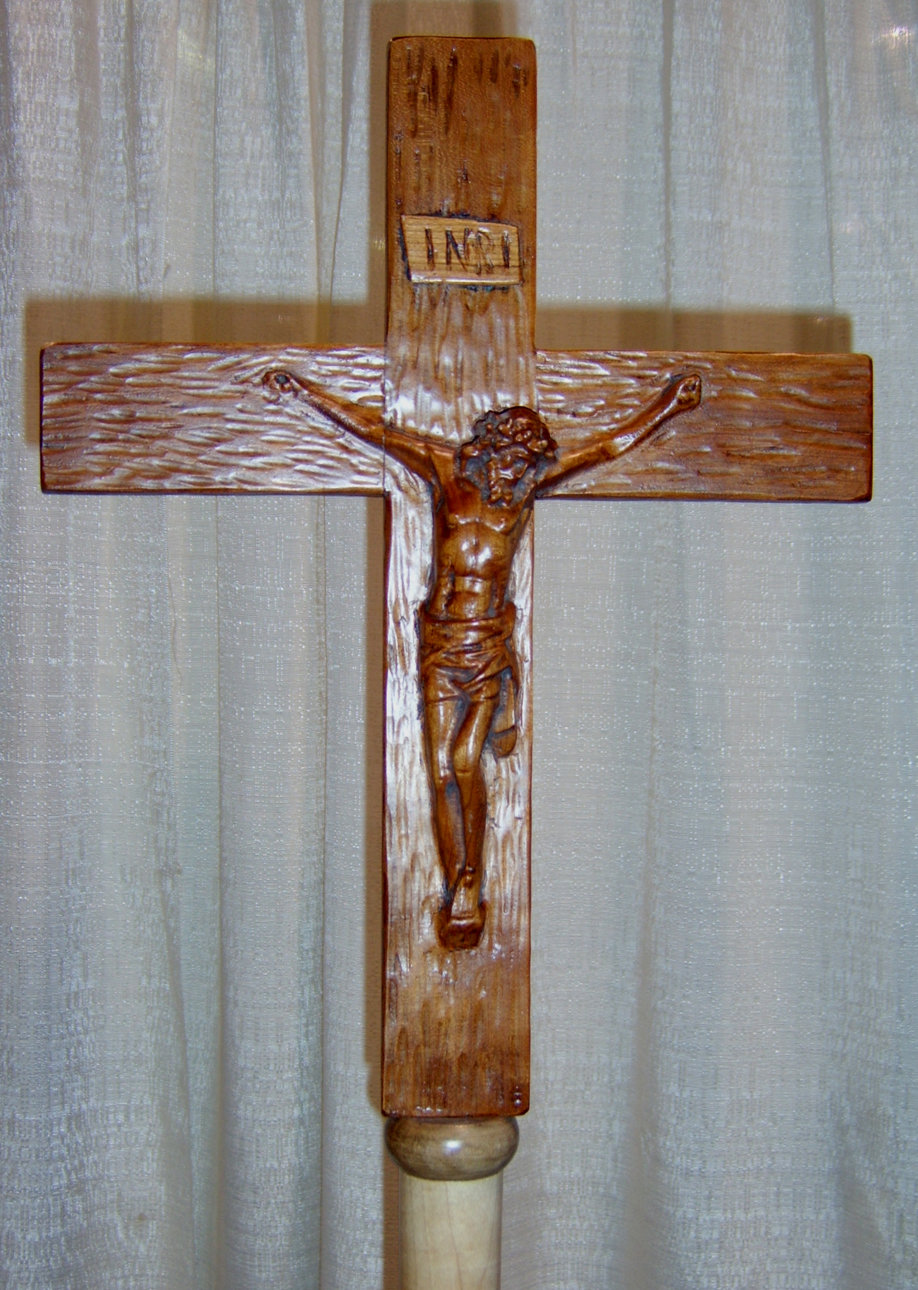 Carved Relief Processional Cross