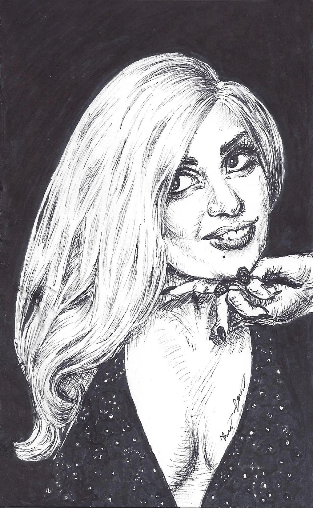 Gaga at the Gala Pen & Ink